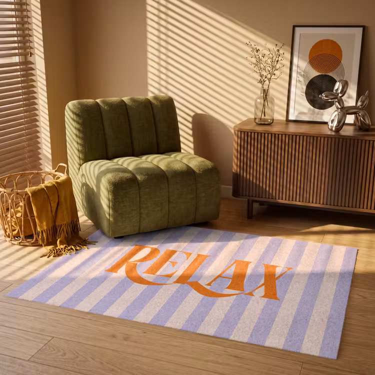 Vloerkleed - Lila - Oranje - Strepen - Relax — 2