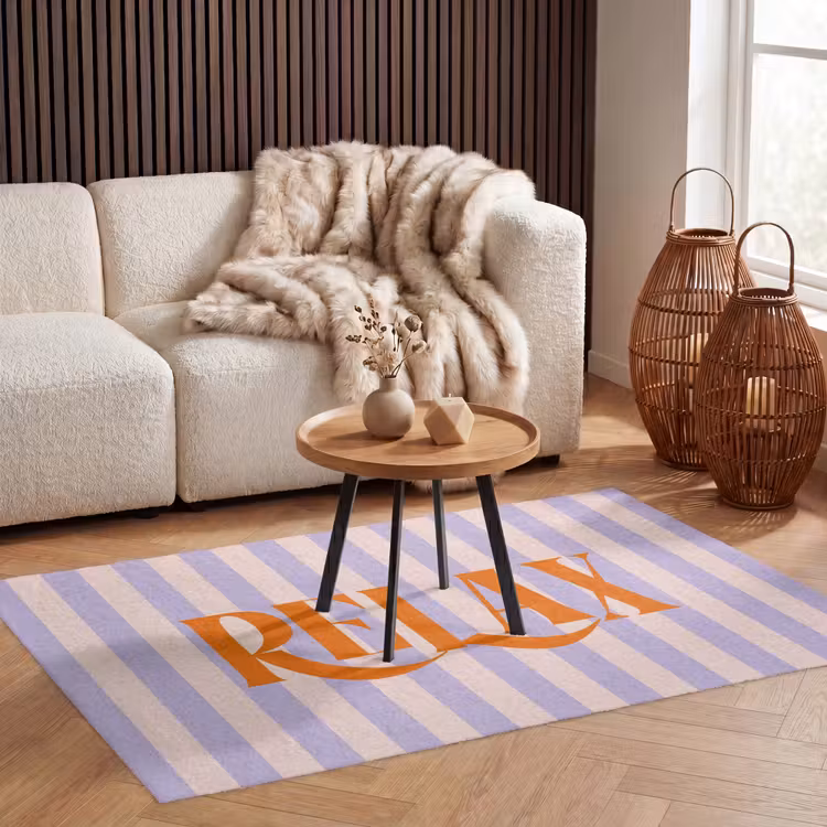 Vloerkleed - Lila - Oranje - Strepen - Relax — 3