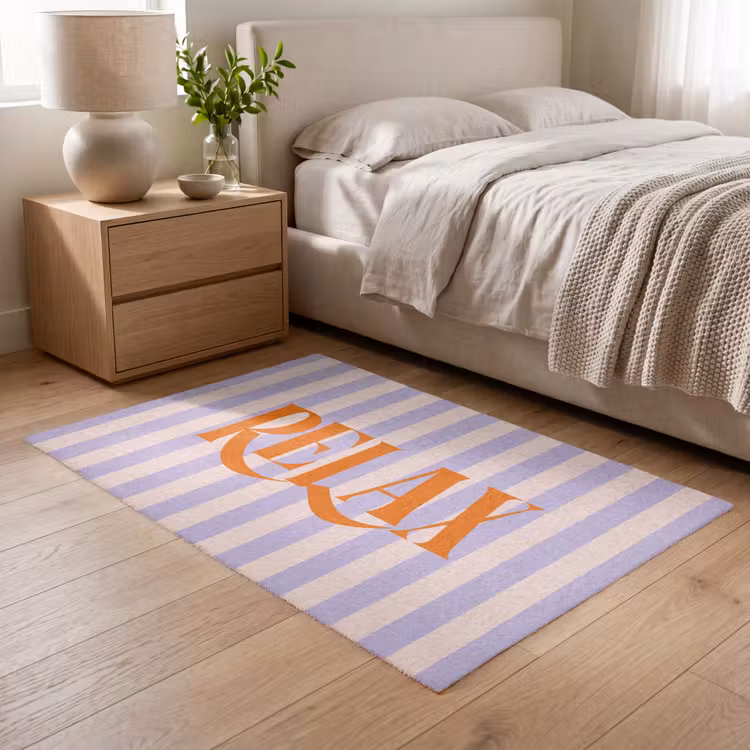 Vloerkleed - Lila - Oranje - Strepen - Relax — 5