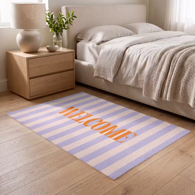 Vloerkleed - Lila - Oranje - Strepen - Welcome — 5
