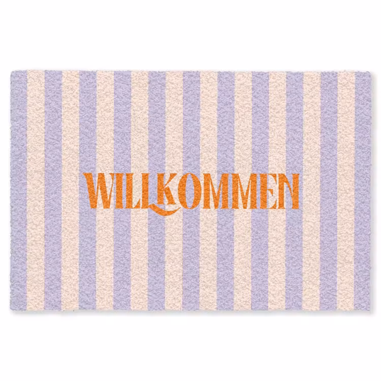 Vloerkleed - Lila - Oranje - Strepen - Wilkommen — 1