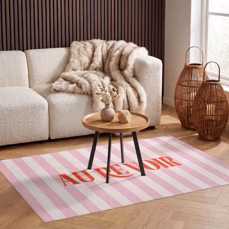 Vloerkleed - Zachtroze - Rood - Strepen - Au Revoir — 3