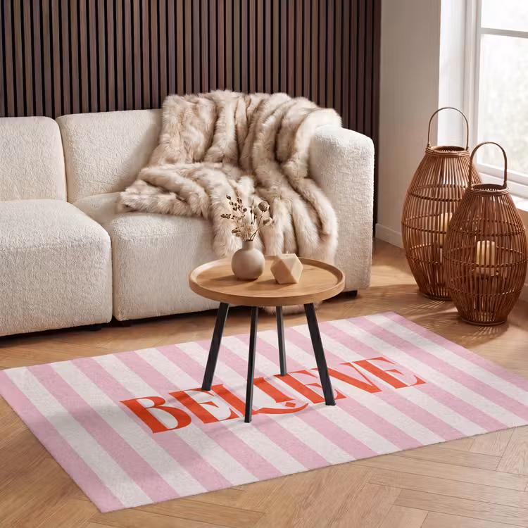 Vloerkleed - Zachtroze - Rood - Strepen - Believe — 3
