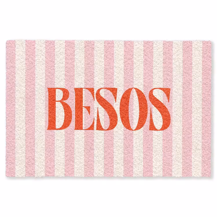 Vloerkleed - Zachtroze - Rood - Strepen - Besos — 1