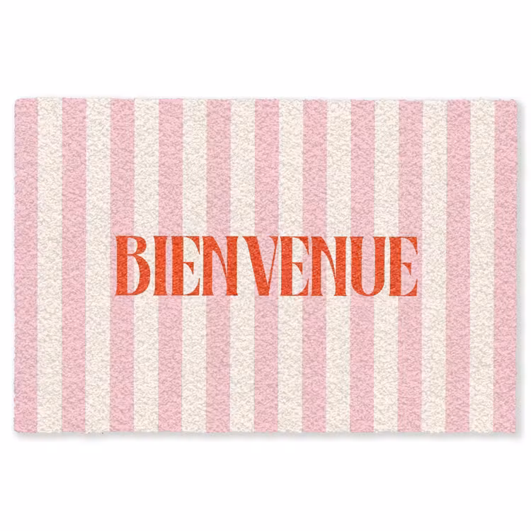 Vloerkleed - Zachtroze - Rood - Strepen - Bienvenue — 1