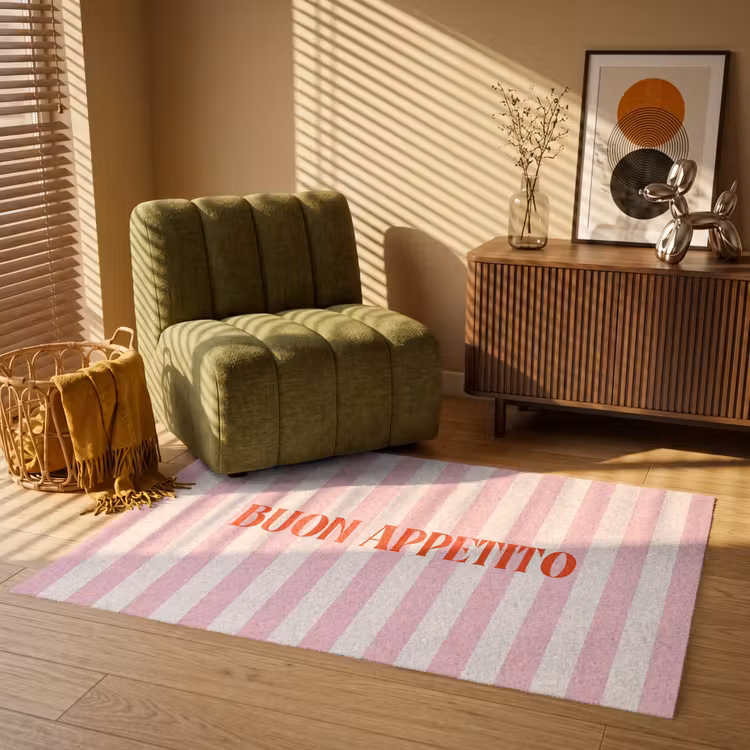 Vloerkleed - Zachtroze - Rood - Strepen - Buon Appetito — 2