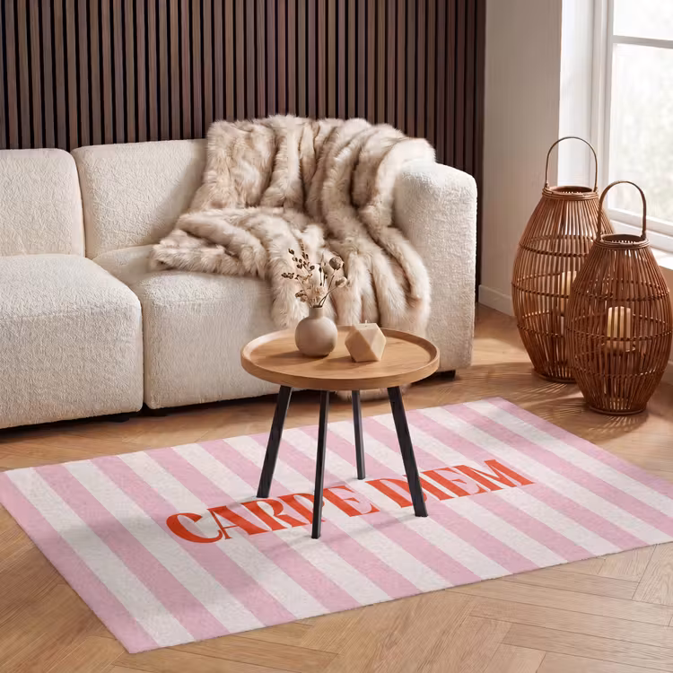 Vloerkleed - Zachtroze - Rood - Strepen - Carpe Diem — 3