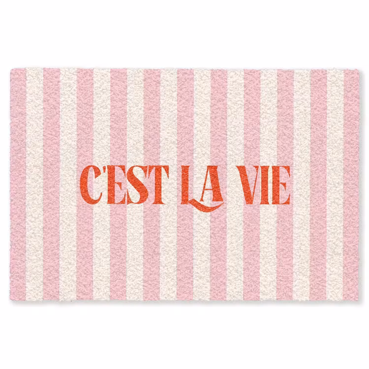 Vloerkleed - Zachtroze - Rood - Strepen - C'est La Vie — 1