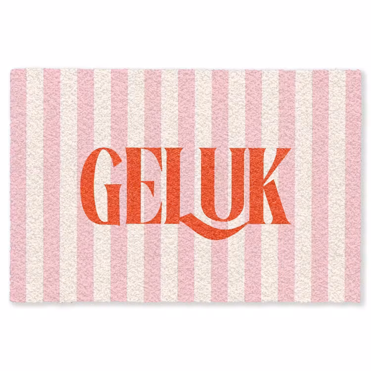 Vloerkleed - Zachtroze - Rood - Strepen - Geluk — 1