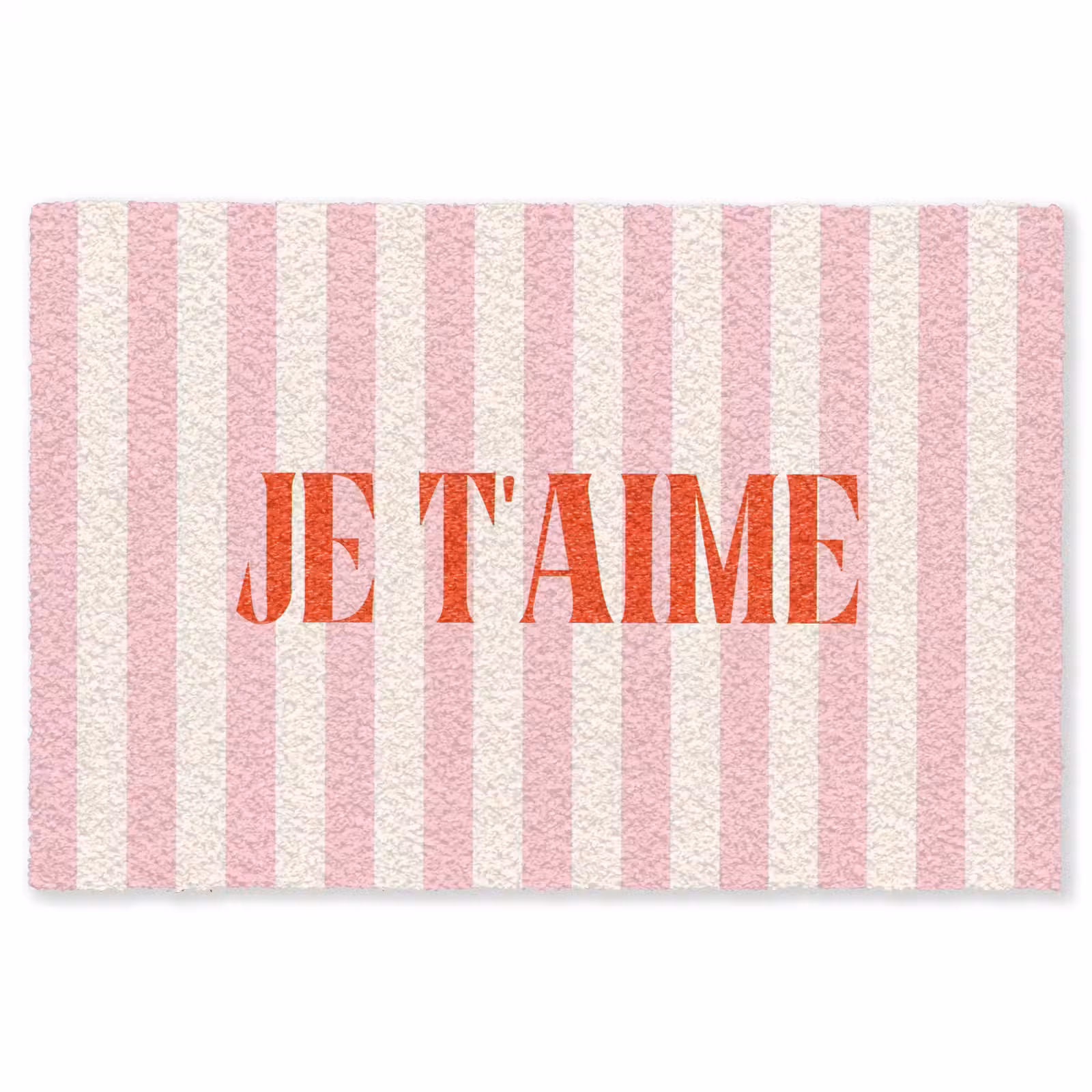 Vloerkleed - Zachtroze - Rood - Strepen - Je t'aime — 1