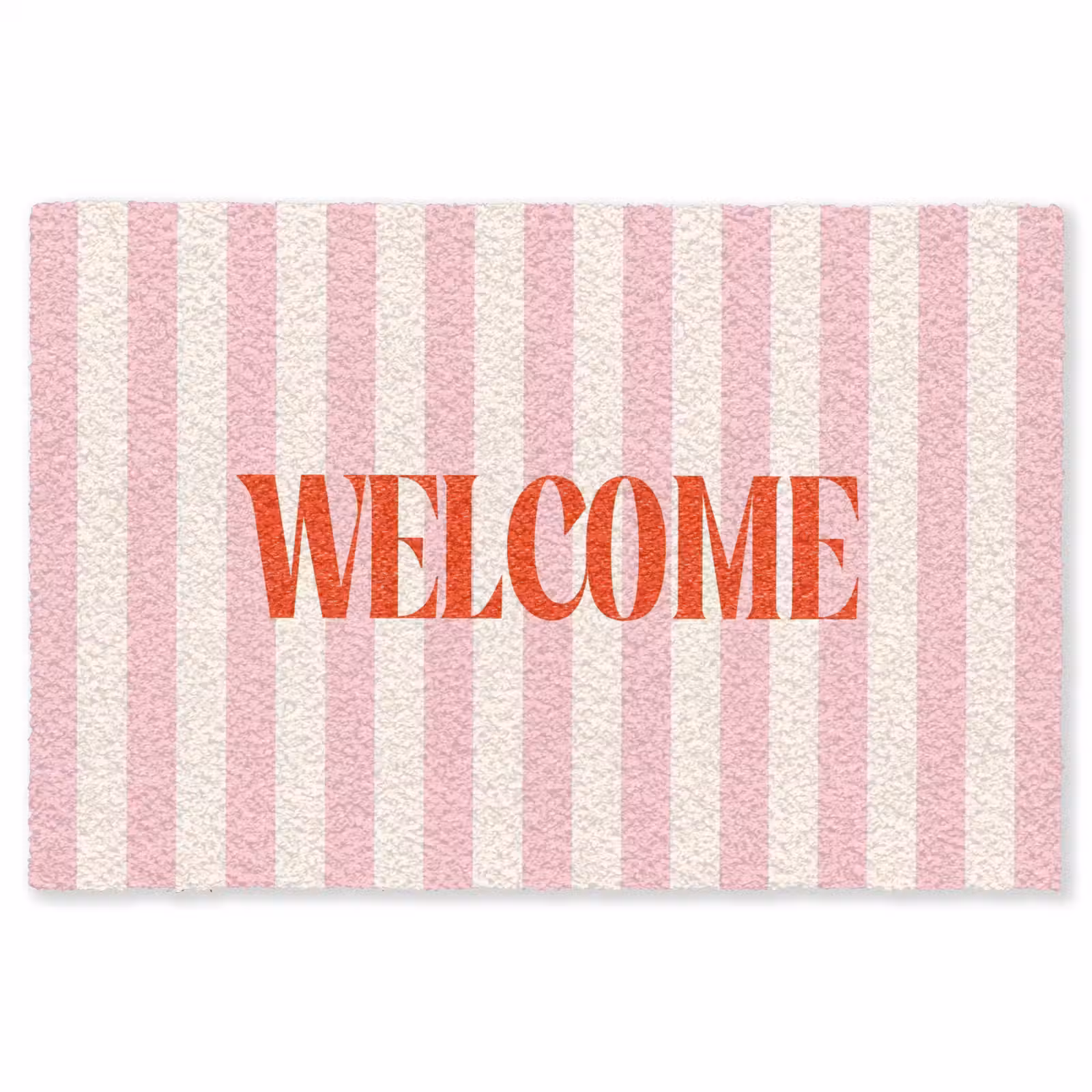 Vloerkleed - Zachtroze - Rood - Strepen - Welcome — 1