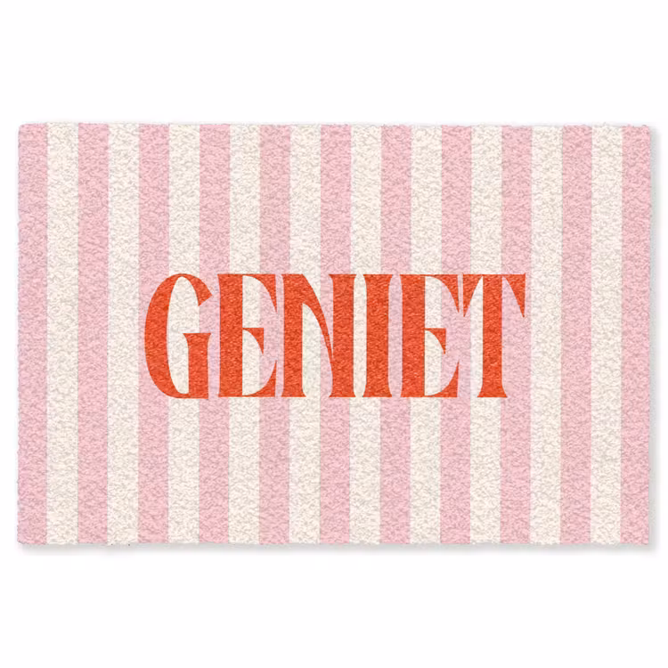 Vloerkleed - Zachtroze - Rood - Strepen - Geniet — 1