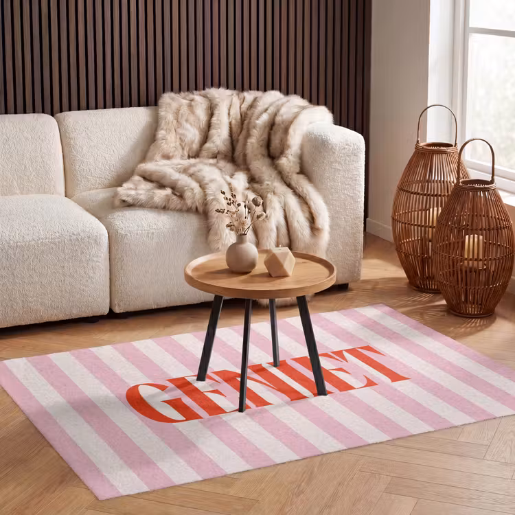 Vloerkleed - Zachtroze - Rood - Strepen - Geniet — 3