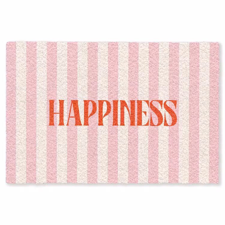 Vloerkleed - Zachtroze - Rood - Strepen - Happiness — 1