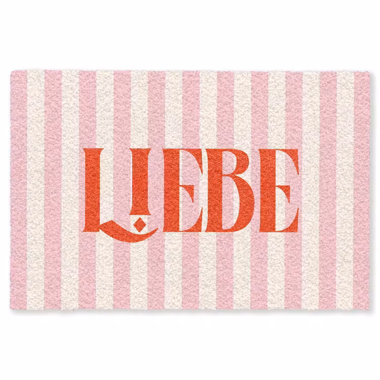 Vloerkleed - Zachtroze - Rood - Strepen - Liebe — 1
