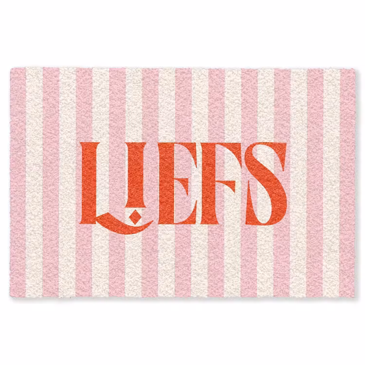 Vloerkleed - Zachtroze - Rood - Strepen - Liefs — 1