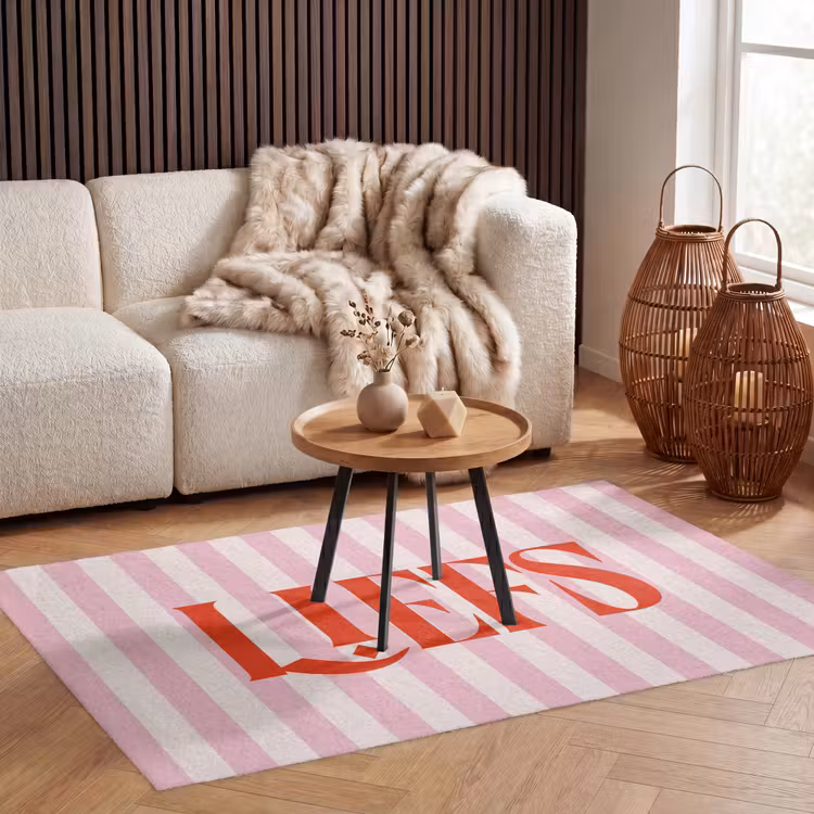 Vloerkleed - Zachtroze - Rood - Strepen - Liefs — 3