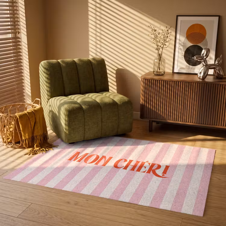 Vloerkleed - Zachtroze - Rood - Strepen - Mon Chéri — 2