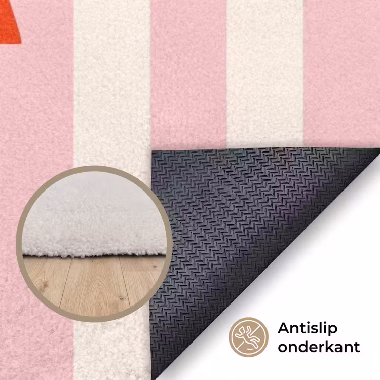 Vloerkleed - Zachtroze - Rood - Strepen - Okay — 4