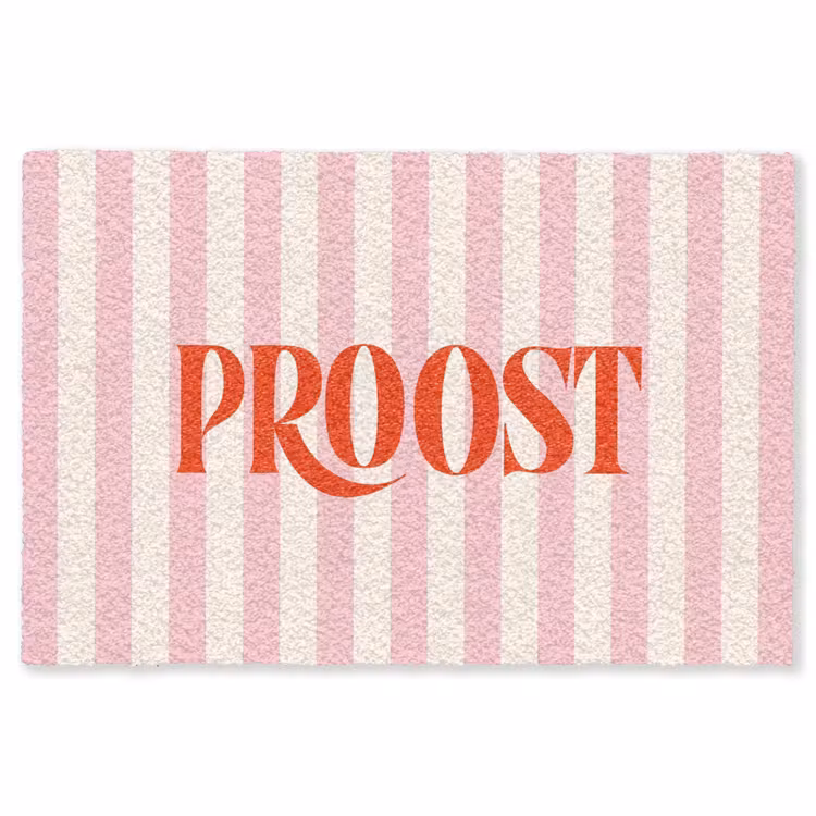 Vloerkleed - Zachtroze - Rood - Strepen - Proost — 1