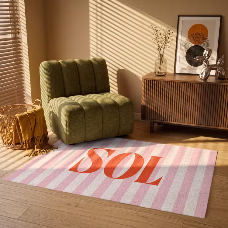 Vloerkleed - Zachtroze - Rood - Strepen - Sol — 2