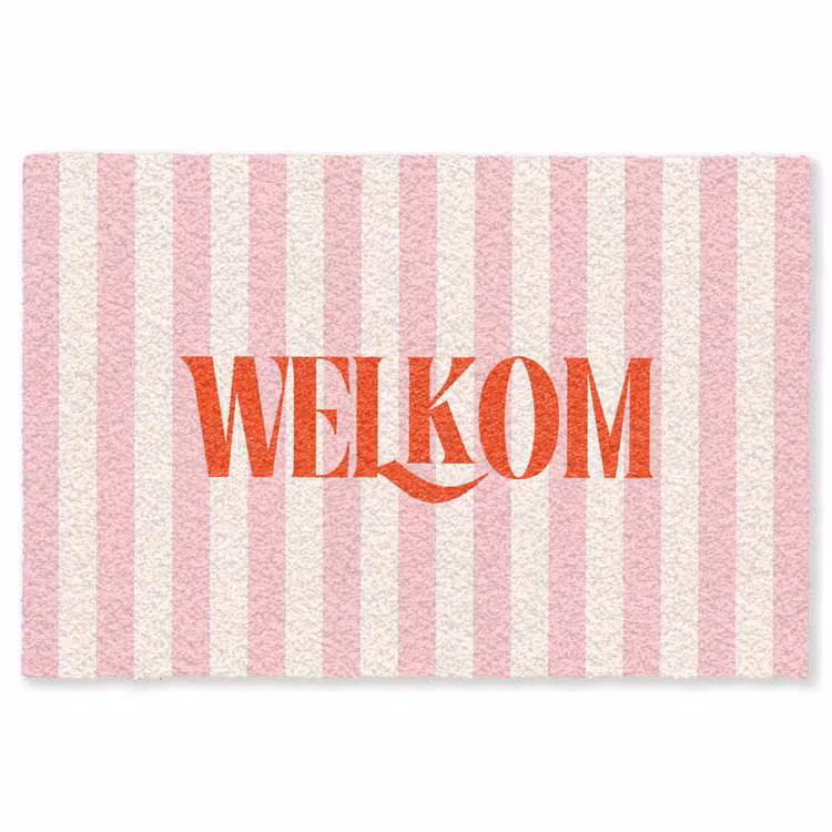 Vloerkleed - Zachtroze - Rood - Strepen - Welkom — 1