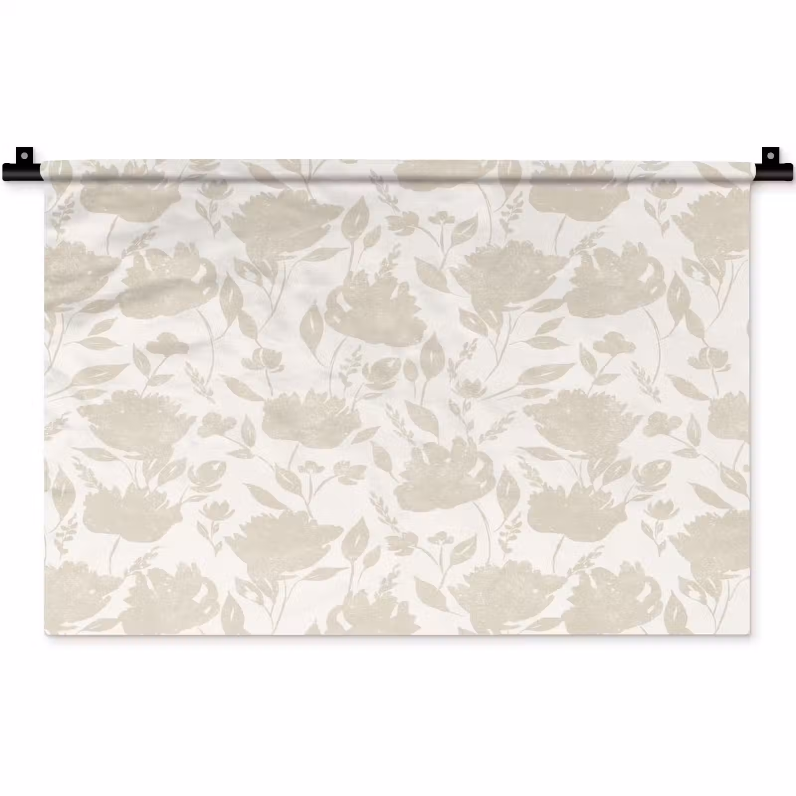 Wandkleed - Bloemenpatroon - Silhouet - Wit — 1