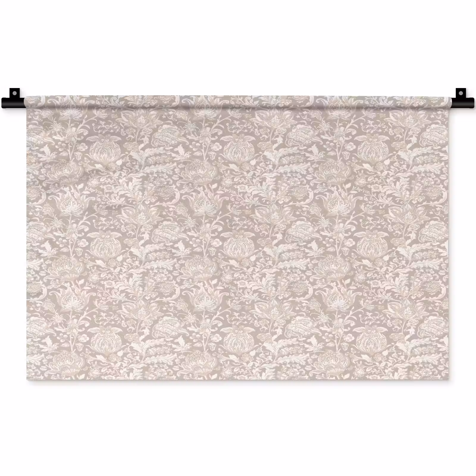 Wandkleed - Bloemenprint - Grijs - Crème — 1