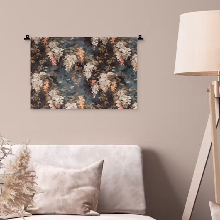 Wandkleed - Bloemen - Bladeren - Donker - Patroon — 2