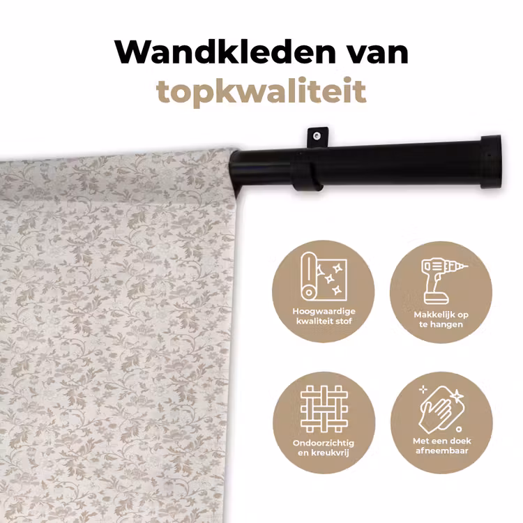 Wandkleed - Bloemen - Patroon - Taupe — 3
