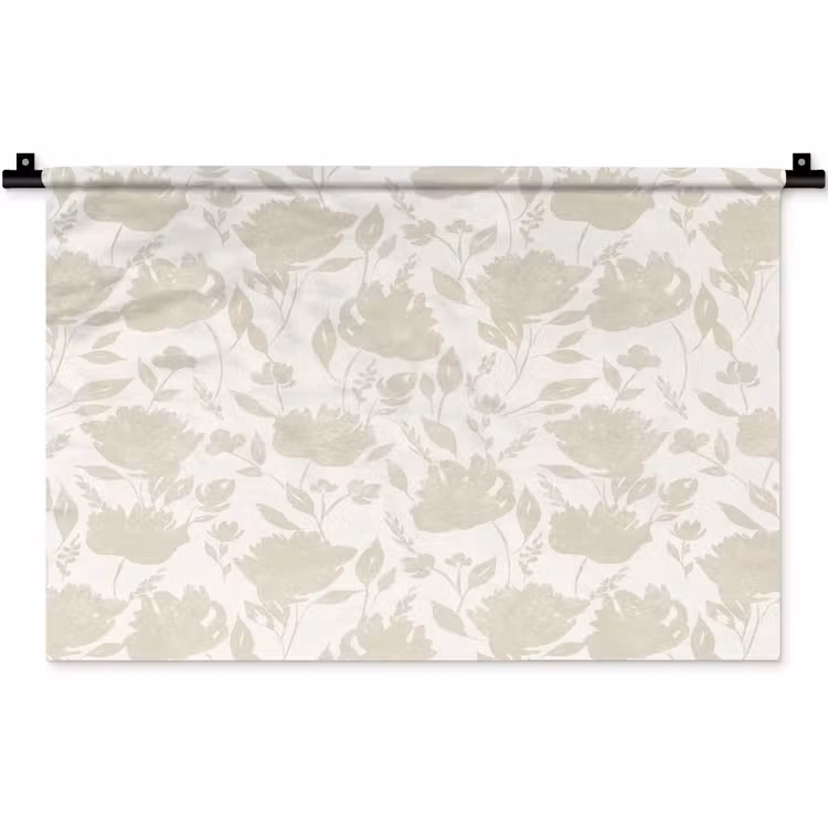 Wandkleed - Bloemenpatroon - Silhouet - Wit — 1