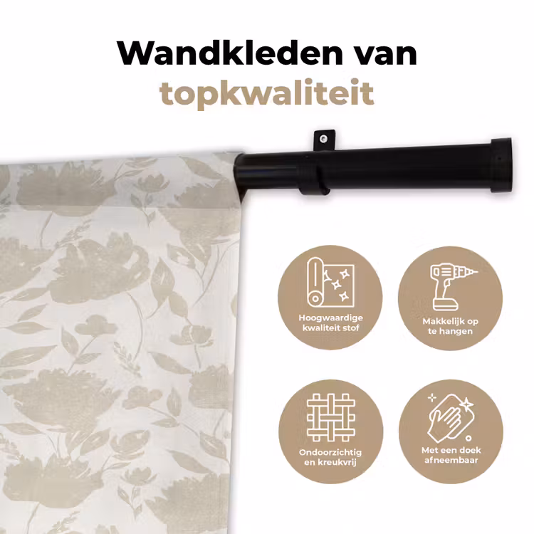 Wandkleed - Bloemenpatroon - Silhouet - Wit — 3
