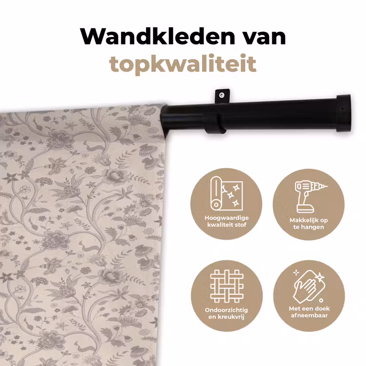 Wandkleed - Patroon - Bloemen - Paars — 3