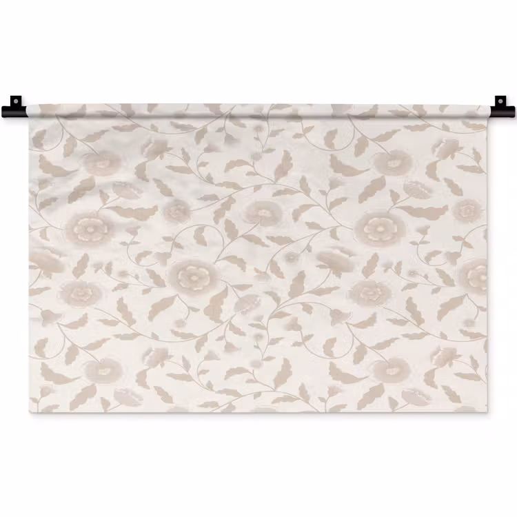 Wandkleed - Sierlijk - Bloemen - Beige — 1