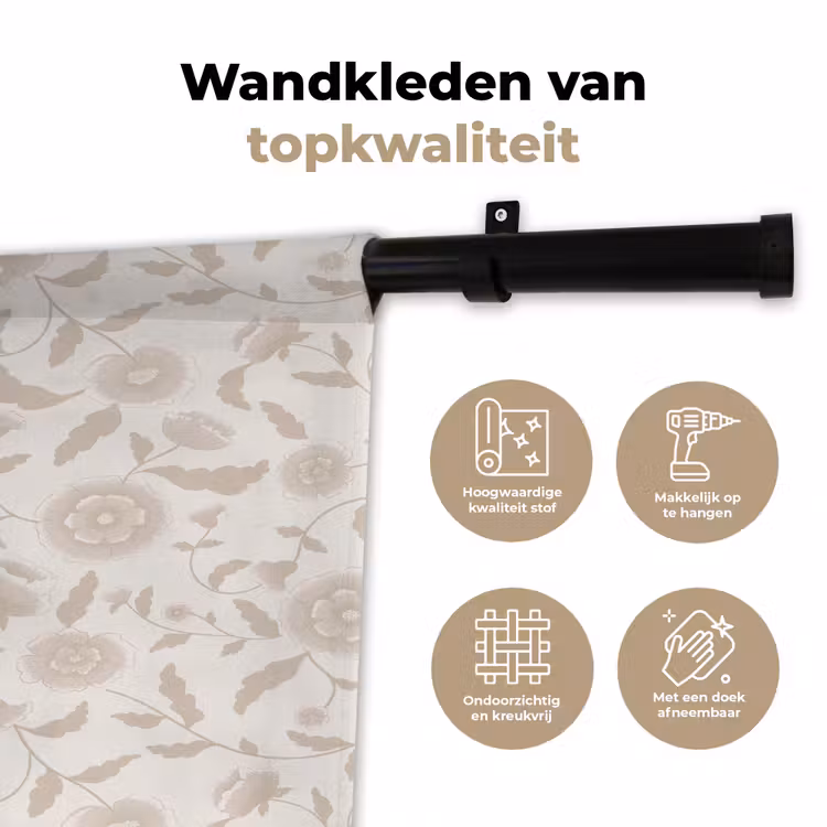 Wandkleed - Sierlijk - Bloemen - Beige — 3
