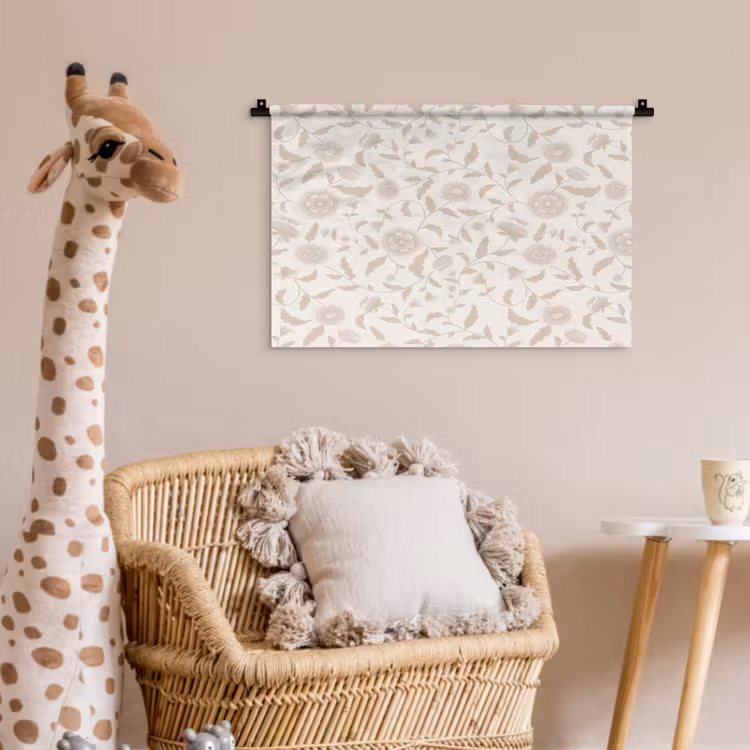Wandkleed - Sierlijk - Bloemen - Beige — 5