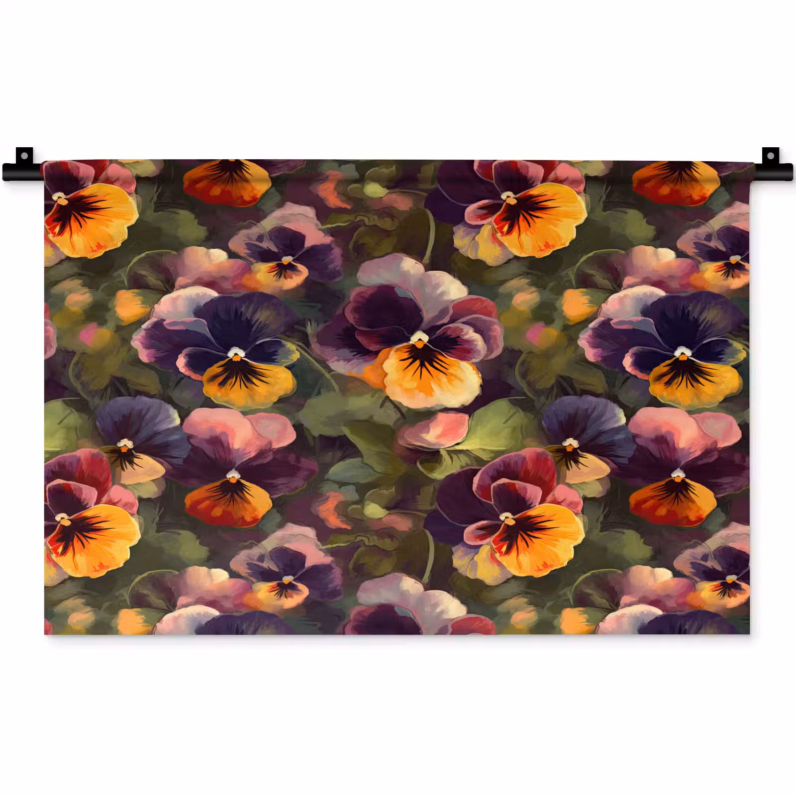 Wandkleed - Warm - Patroon - Penseel - Viooltjes — 1