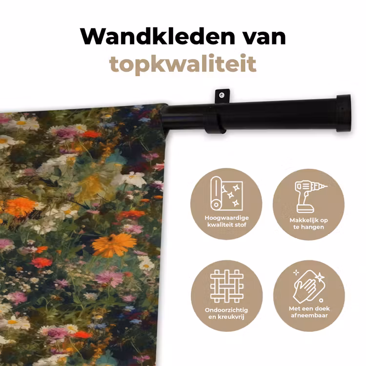 Wandkleed - Bloemenveld - Kleuren - Verf — 3
