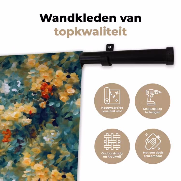 Wandkleed - Geel - Bloemen - Groen - Bladeren — 3