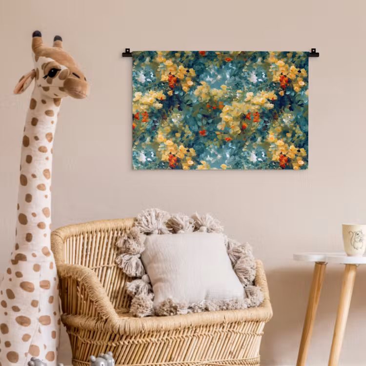 Wandkleed - Geel - Bloemen - Groen - Bladeren — 5