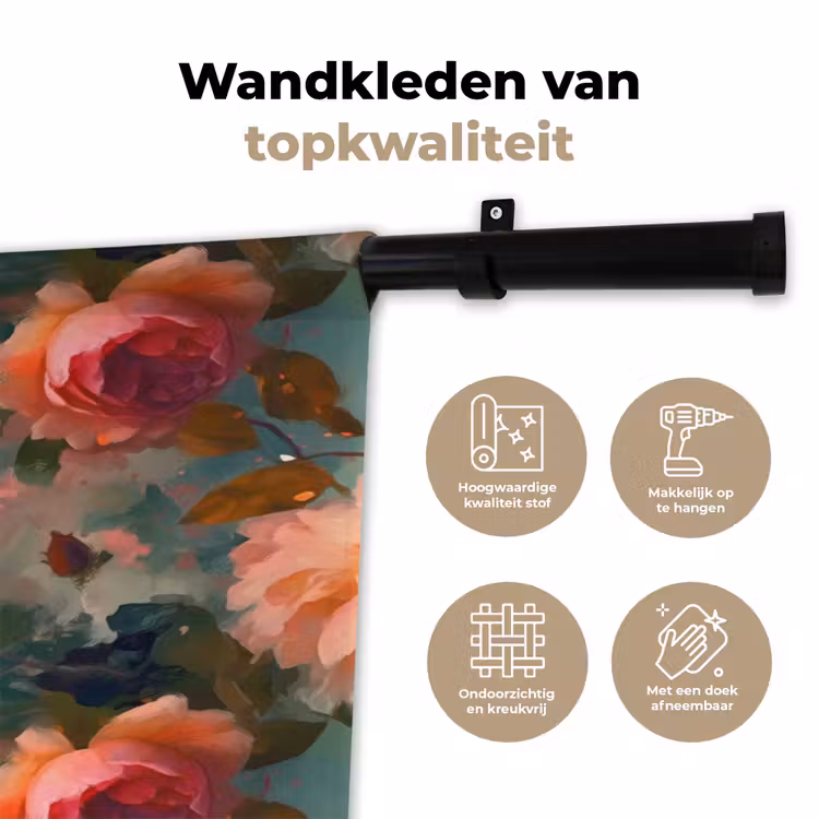 Wandkleed - Roze - Patroon - Bloemen — 3