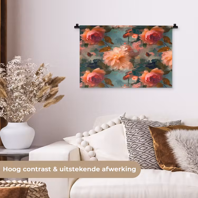 Wandkleed - Roze - Patroon - Bloemen — 4