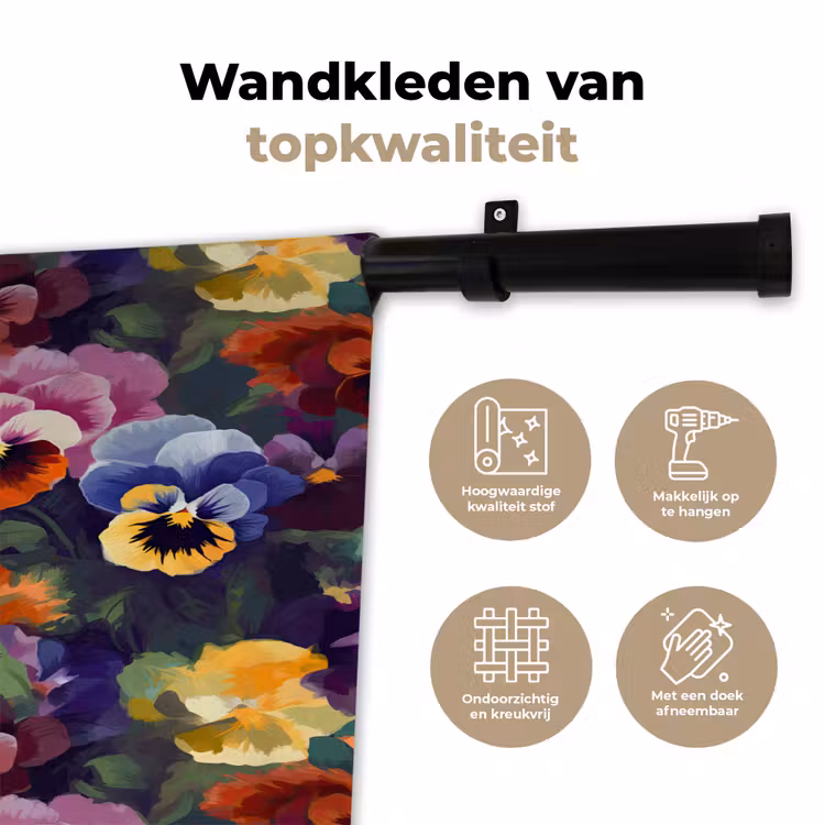 Wandkleed - Viooltjes - Kleuren - Bloemblaadjes — 3