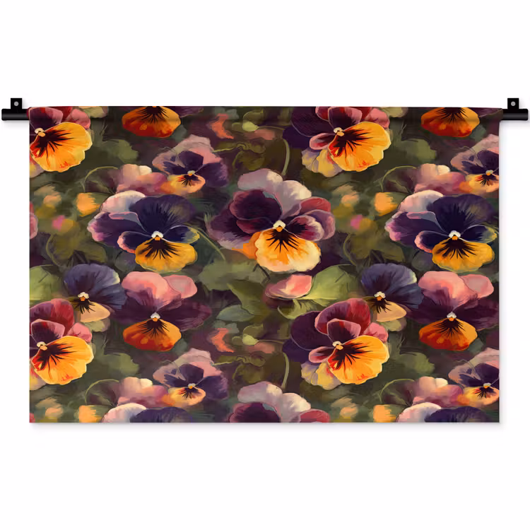 Wandkleed - Warm - Patroon - Penseel - Viooltjes — 1