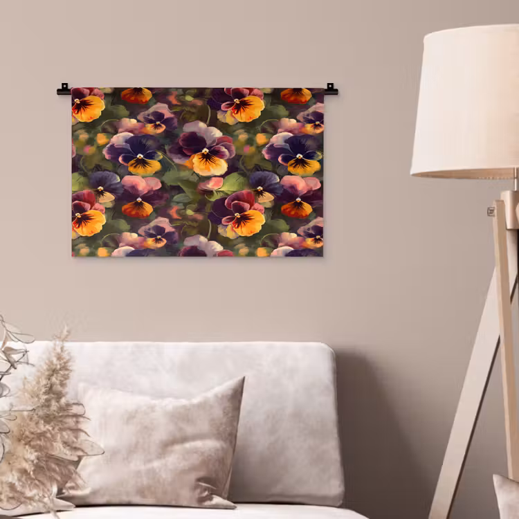 Wandkleed - Warm - Patroon - Penseel - Viooltjes — 2