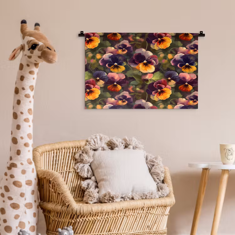 Wandkleed - Warm - Patroon - Penseel - Viooltjes — 5