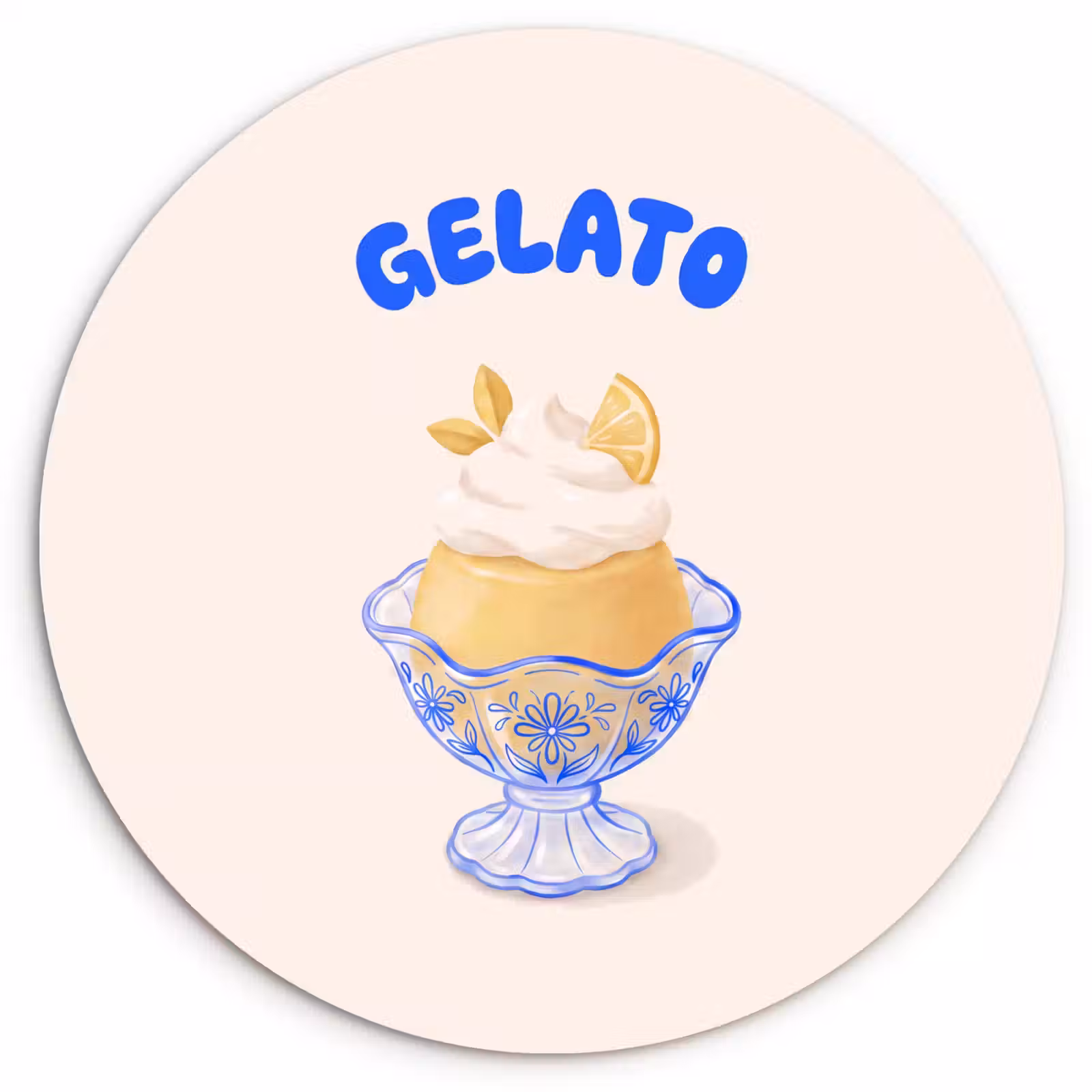 Wandcirkel - Glas - IJs - Citroen - Illustratie - Geel - Dessert — 1