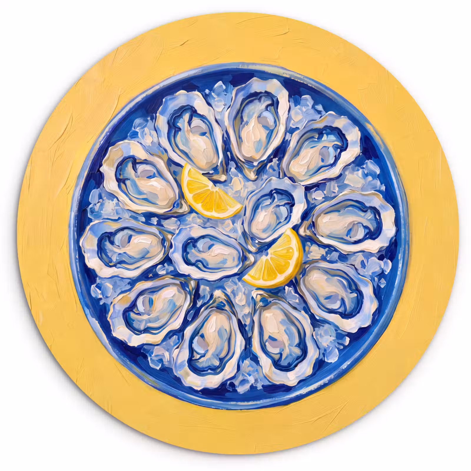 Wandcirkel - Glas - Oesters - Citroen - IJs - Modern - Geel — 1