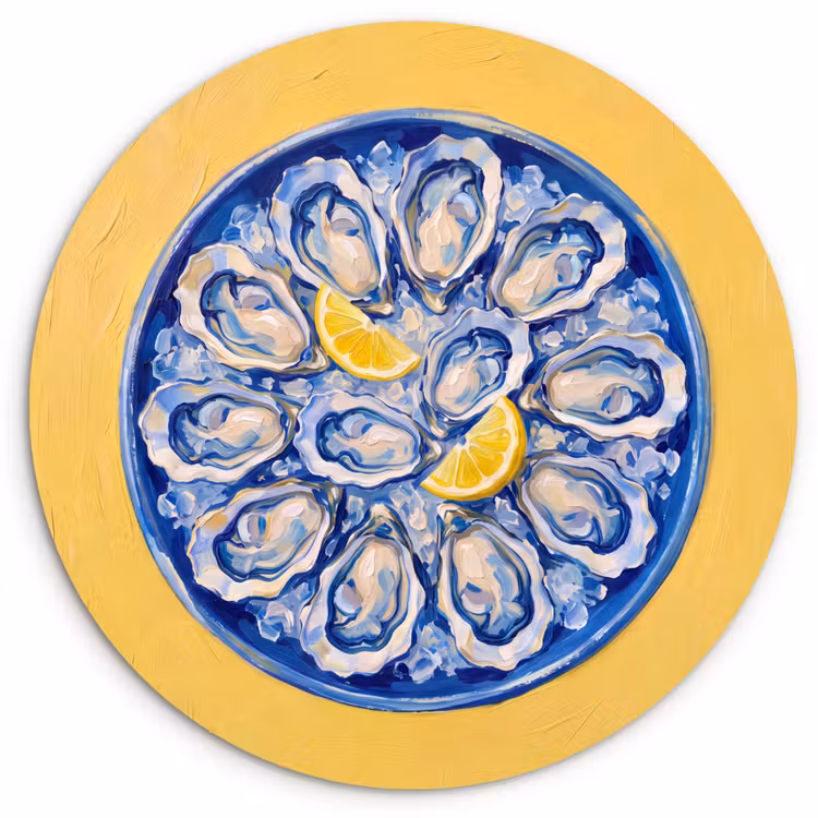 Wandcirkel - Glas - Oesters - Citroen - IJs - Modern - Geel — 1