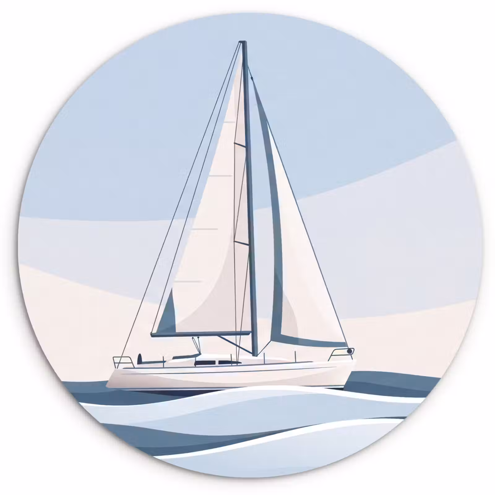 Wandcirkel - Glas - Boot - Zeil - Zee - Modern - Beige — 1